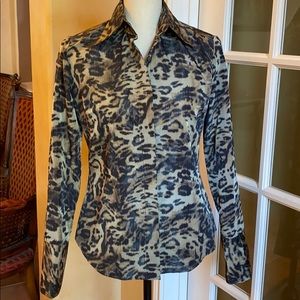 FARINAZ TAGHAVI leopard print blouse size 4 Petit